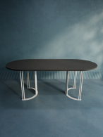 Обеденные столы, Стол овальный обеденный с белым металлическим подстольем VIOLUR 200