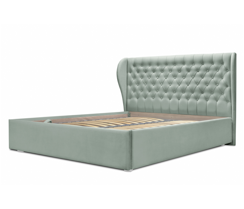 Мягкая кровать, Кровать с мягким изголовьем Мишель 1600 с подъемным механизмом, микровелюр