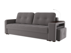 Диваны с ящиком для белья, Диван-кровать прямой Smart 4 пуф справа Велюр
