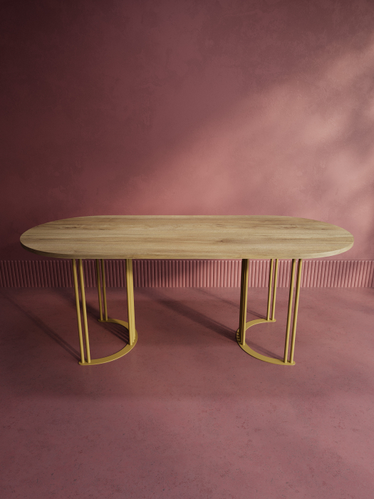 Обеденные столы, Стол овальный обеденный с золотым металлическим подстольем VIOLUR 200