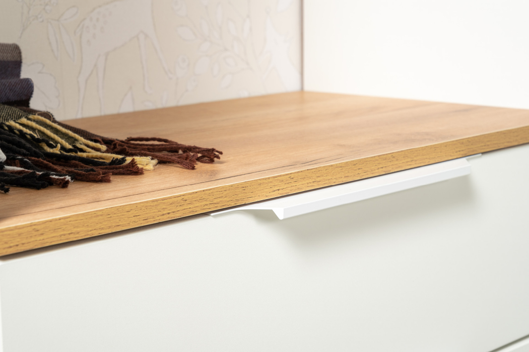 Тумбы, Тумба для обуви Октава 16.127, белая шагрень, дуб золотой крафт