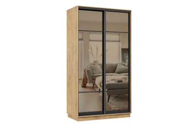 Шкаф-купе Премьер 04 (11ЗБ;11ЗБ) фасады зеркало бронза/двухдверный/Профиль чёрный муар