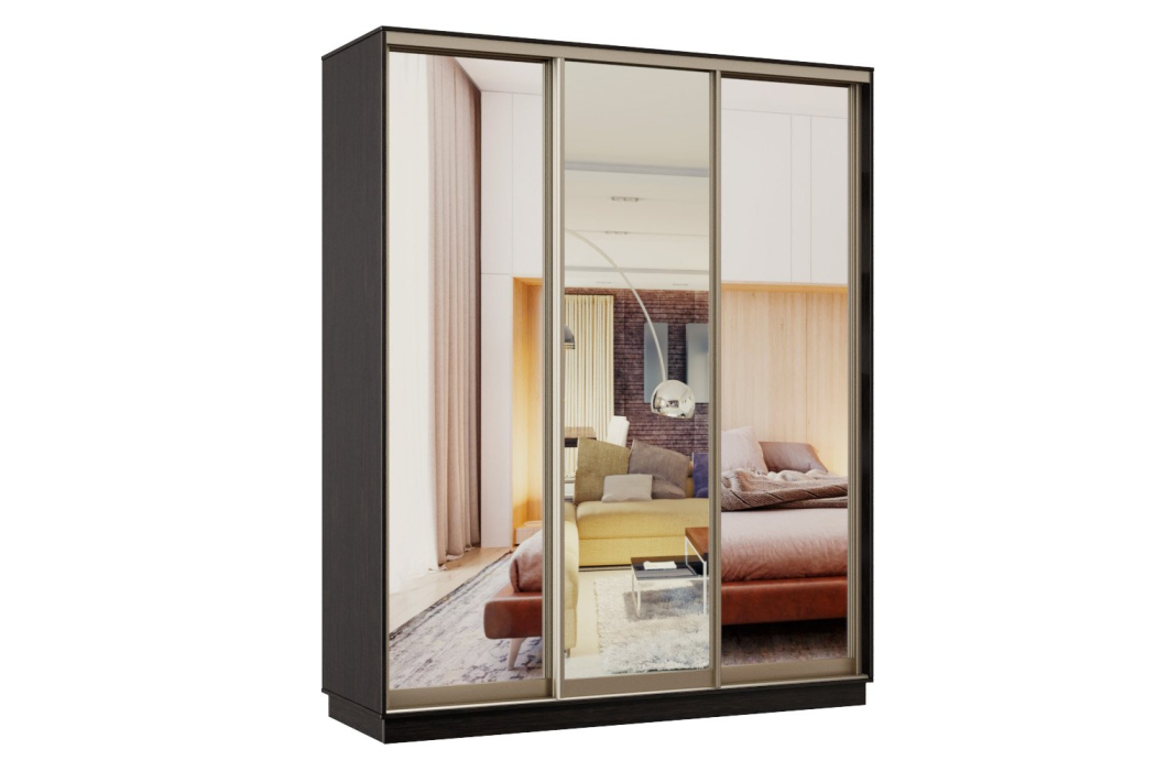 Шкафы-купе 3-х дверные, Шкаф-купе Премьер 28 венге