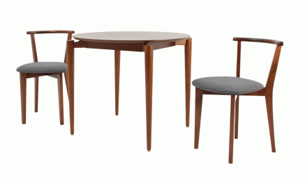 Стол Pawook К 90 орех со стульями Франк ПМ орех/графит рогожка