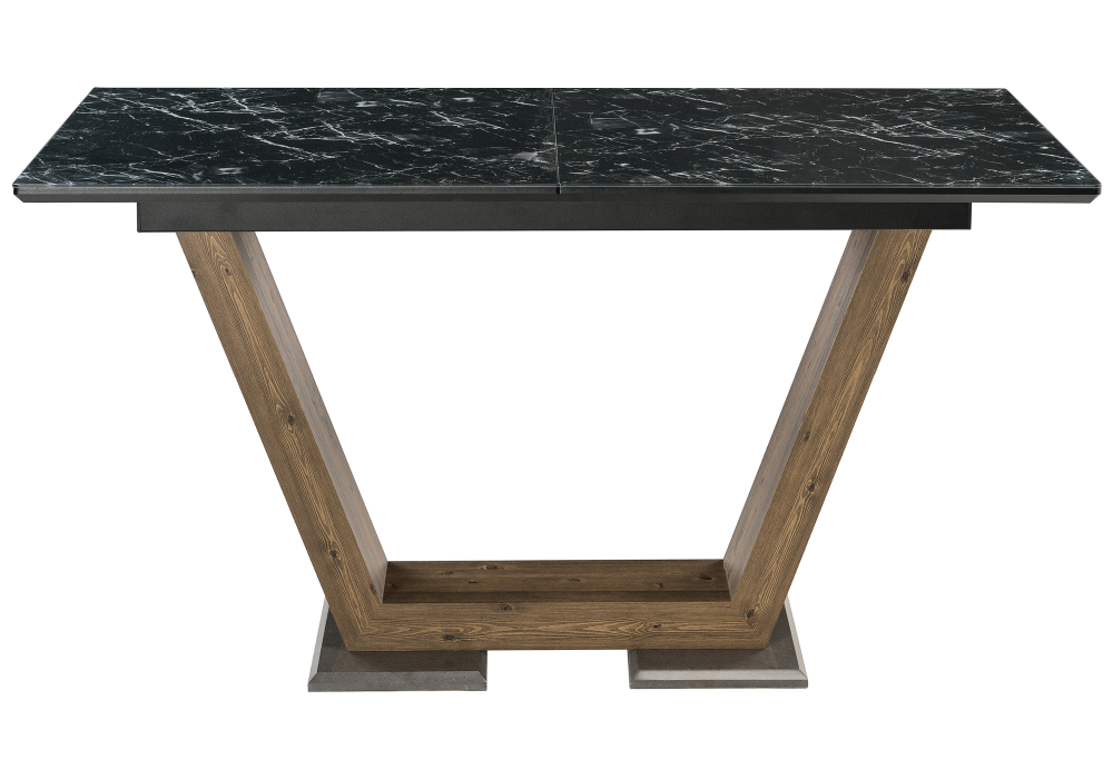 Обеденные столы, Стол стеклянный Иматра (мрамор черный / черная шагрень)