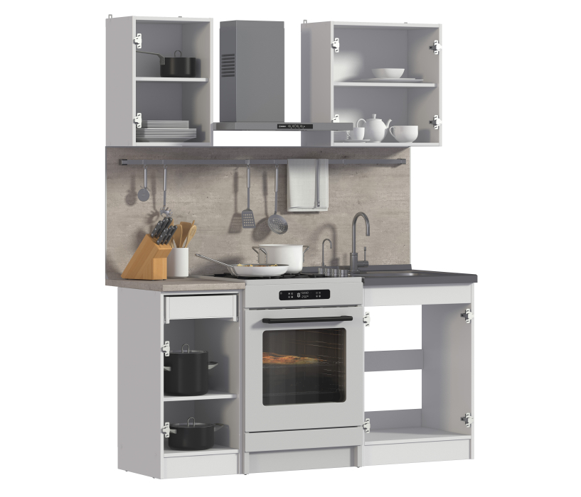 Кухонные гарнитуры, Кухня Деми Белый / Дуб Сонома 1 м