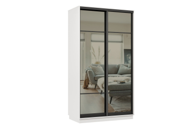 Шкаф-купе Премьер МИНИ 02 (11ЗГ;11ЗГ) фасады зеркало графит/двухдверный/Профиль чёрный муар