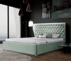 Мягкая кровать, Кровать с мягким изголовьем Мишель 1600 с подъемным механизмом, микровелюр
