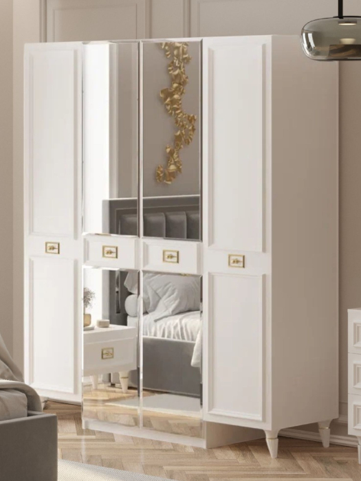 Шкафы распашные, Шкаф в спальню 4х дверный Валенсия (золото)