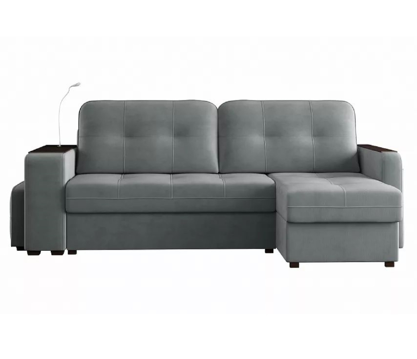 Диваны угловые в гостиную, Диван-кровать угловой Smart 4 пуф слева Велюр