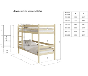 Двухъярусная кровать Фабиа 70х190