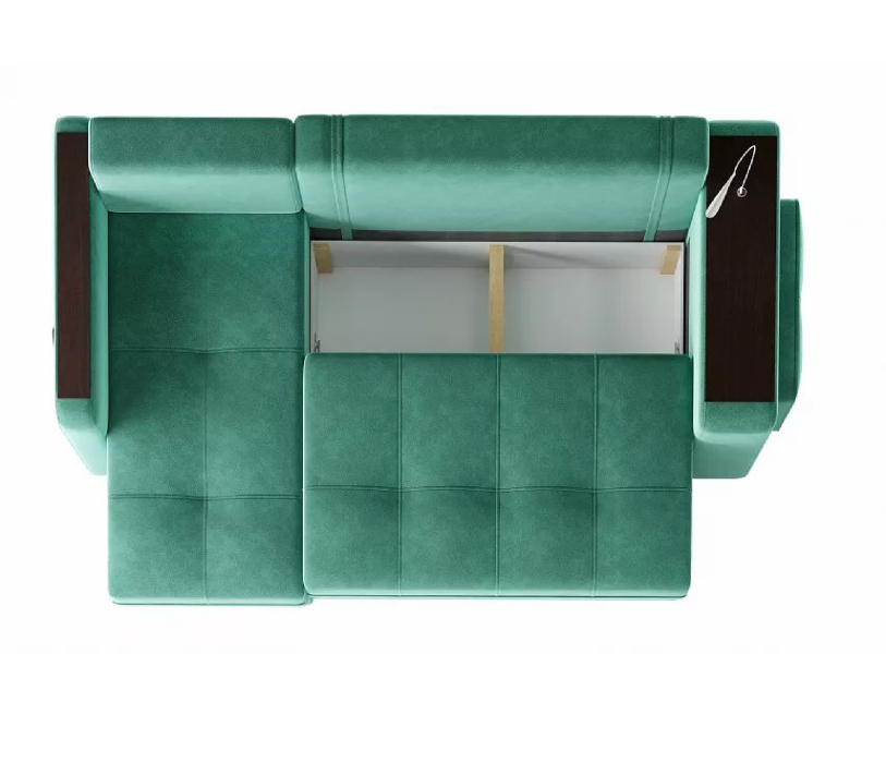 Диваны угловые в гостиную, Диван-кровать угловой Smart 4 пуф справа Велюр