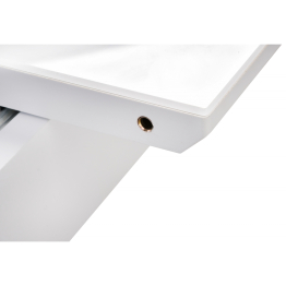 Стол Петир 120 дуб с пилением / белая шагрень