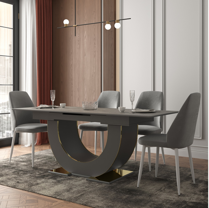 Обеденные столы, Стол Монако, столешница керамогранит (1600/2000х900х820) золото