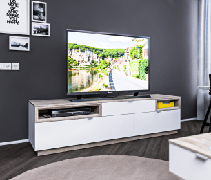 Тумба ТВ NAGOS СБ-3037 Белый Бриллиант,Дуб Риббек/Белый Бриллиант