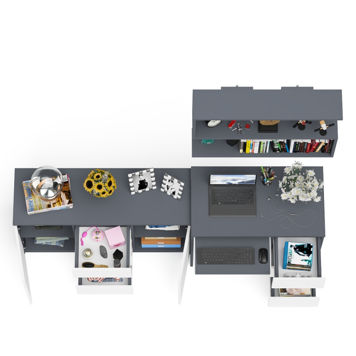 Домашние кабинеты, Тумба-комод Мори МК1200.3 с письменным столом правый и полкой для книг и журналов