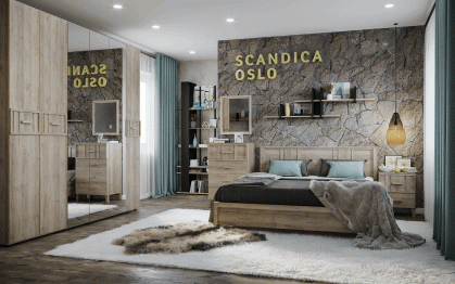 Спальня Scandica Oslo (модуль 54) Шкаф для одежды 2-дв Зеркало