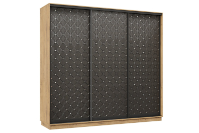 Шкаф-купе Премьер 57 (01РЧ;01РЧ;01РЧ) фасады ромб чёрный/трёхдверный/Профиль чёрный муар