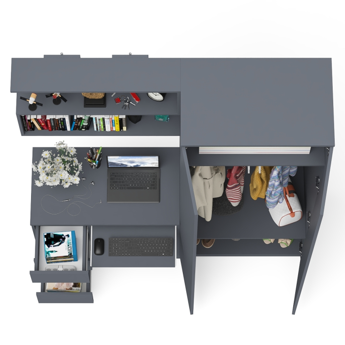 Домашние кабинеты, Уголок школьника Мори с компьютерным столом ящики слева с полкой и шкафом