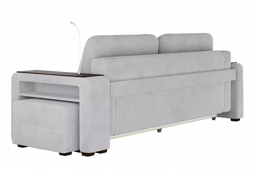 Диваны с ящиком для белья, Диван-кровать прямой Smart 4 пуф справа Велюр