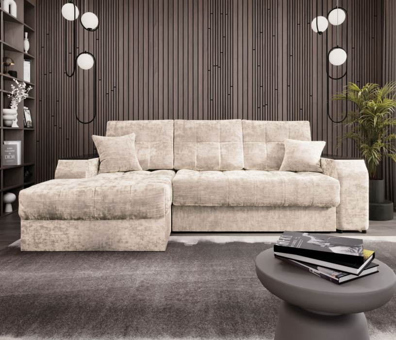 Диваны угловые в гостиную, Угловой диван-кровать Лас-Вегас левый, шенилл