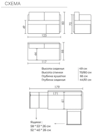 Кушетка Песто, угол правый