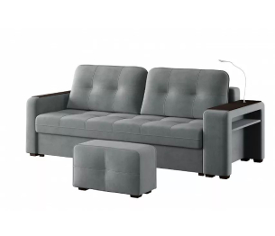 Диван-кровать прямой Smart 4 пуф справа Велюр