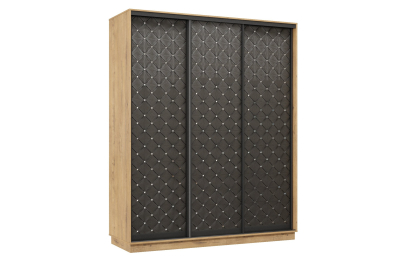 Шкаф-купе Премьер 22 (01РЧ;01РЧ;01РЧ) фасады ромб чёрный/трёхдверный/Профиль чёрный муар