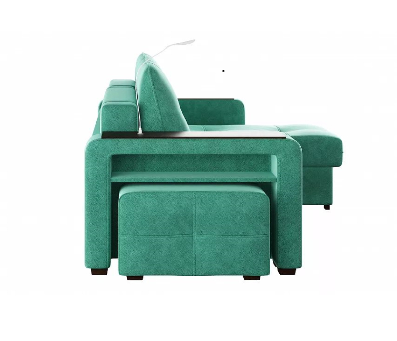 Диваны угловые в гостиную, Диван-кровать угловой Smart 4 пуф слева Велюр