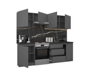 Кухонный гарнитур Леон прямой 240 см, диамант серый