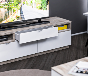 Тумба ТВ NAGOS СБ-3037 Белый Бриллиант,Дуб Риббек/Белый Бриллиант