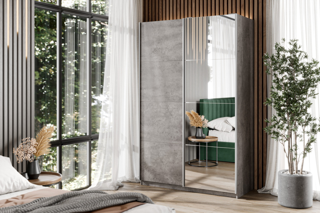 Шкафы-купе 2-х дверные, Шкаф-купе Smart 1224 2х дверный (фасады ЛДСП,зеркало) профиль серебро