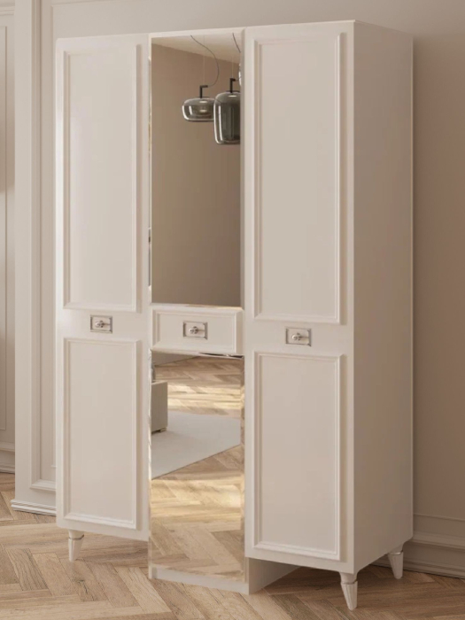 Шкафы распашные, Шкаф в спальню 3х дверный Валенсия (серебро)