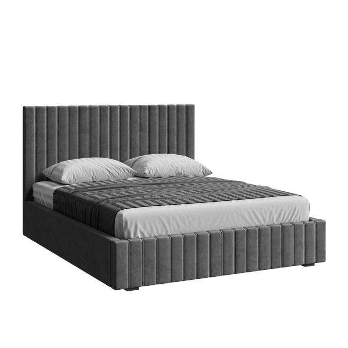 Мягкая кровать, Кровать двуспальная Болонья велюр с ПМ 140х200 см