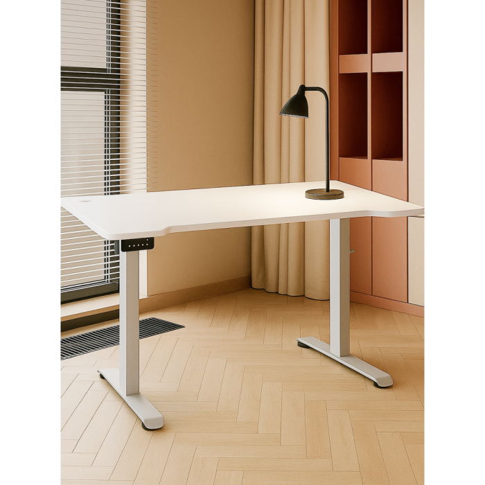 Прямые компьютерные столы, Компьютерный стол Маркос с механизмом подъема 140х80х75, белый