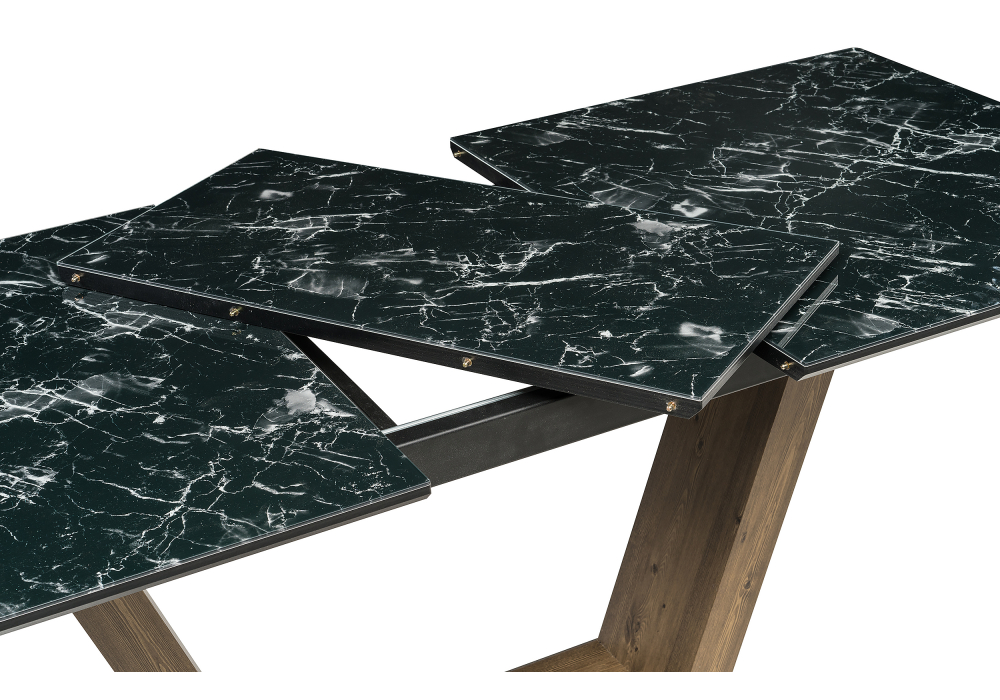 Обеденные столы, Стол стеклянный Иматра (мрамор черный / черная шагрень)