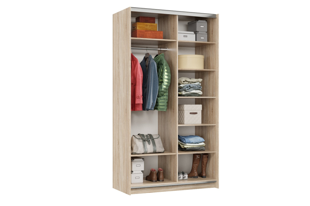 Шкафы-купе 2-х дверные, Шкаф-купе Smart 1224 2х дверный (фасады зеркало) профиль серебро