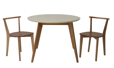 Стол Сканди К 90 натур/слоновая кость со стульями Франк натур