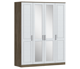 Шкаф 4х дверный с зеркалом Илона СБ-3075 Дуб Сонома Трюфель/Сандал Белый