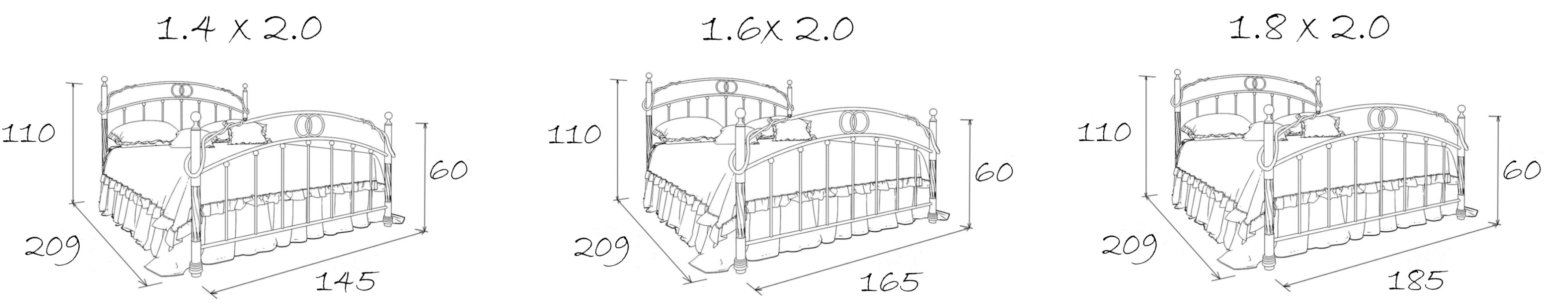 Двуспальные, Кованая кровать Виктория 1.4 с одной спинкой