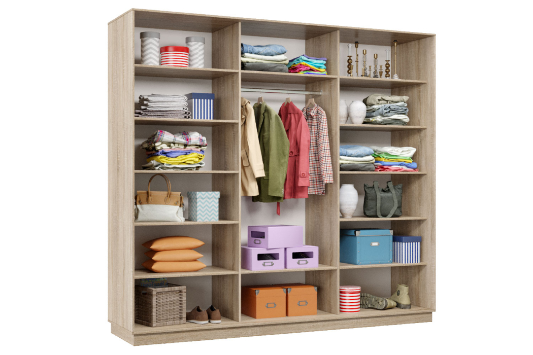 Шкафы-купе 3-х дверные, Шкаф-купе Премьер Лайт 64 (08;05;08) трехдверный