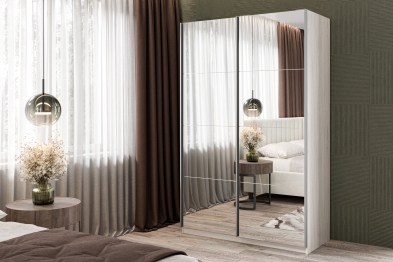 Шкаф-купе Smart 1424 2х дверный (фасады зеркало) профиль серебро