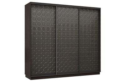 Шкаф-купе Премьер 60 (01РЧ;01РЧ;01РЧ) фасады ромб чёрный/трёхдверный/Профиль чёрный муар