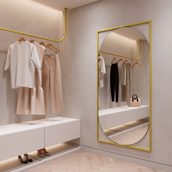 Зеркала в спальню, Дизайнерское настенное напольное зеркало GENGLASS Kvaden XL в металлической раме