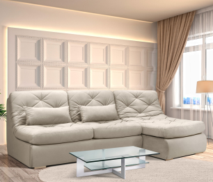 Модульный угловой диван Борнео с оттоманкой со спальным местом, велюр