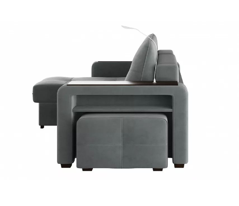 Диваны угловые в гостиную, Диван-кровать угловой Smart 4 пуф справа Велюр