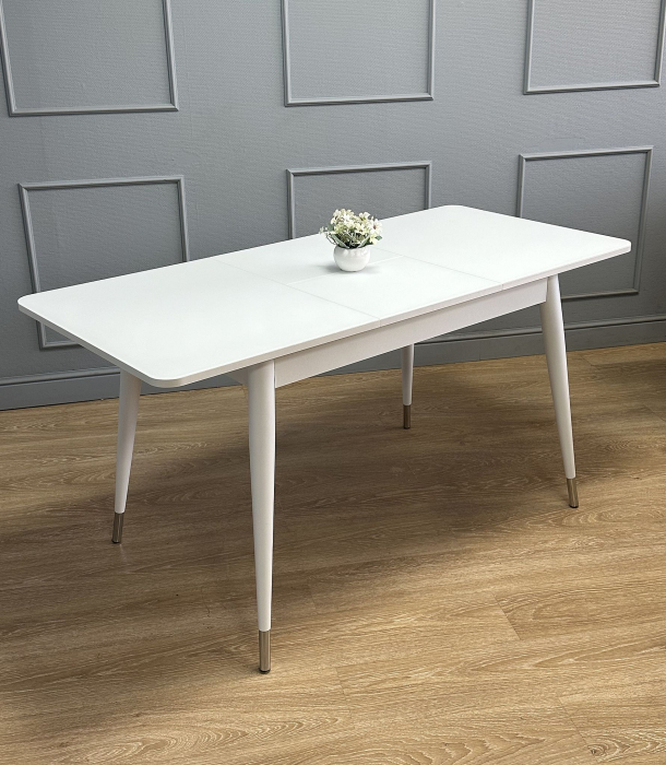 Обеденные столы, Стол Kenner K1100 раздвижной, стекло белое сатин