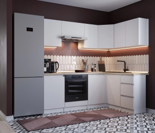 Кухонный гарнитур Леон угловой 210х140 см, белый