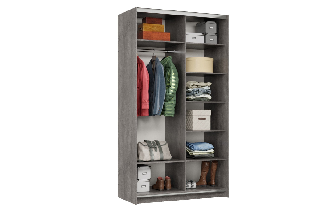 Шкафы-купе 2-х дверные, Шкаф-купе Smart 1222 2х дверный (фасады ЛДСП,зеркало) профиль серебро