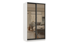 Шкафы-купе 2-х дверные, Шкаф-купе Премьер МИНИ 03 (11ЗБ;11ЗБ) фасады зеркало бронза/двухдверный/Профиль чёрный муар